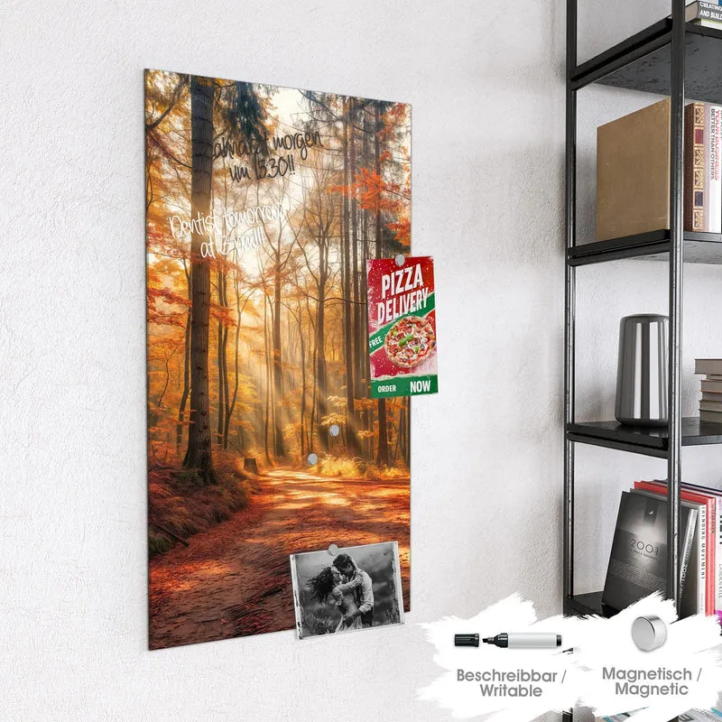 Magnettafel - Waldweg im Herbstlicht