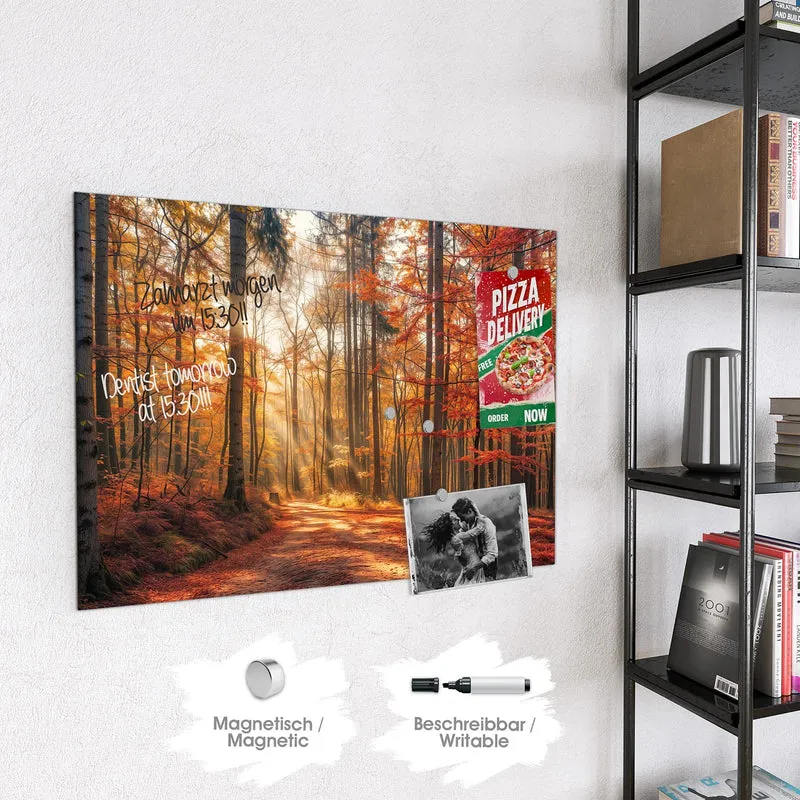 Magnettafel - Waldweg im Herbstlicht