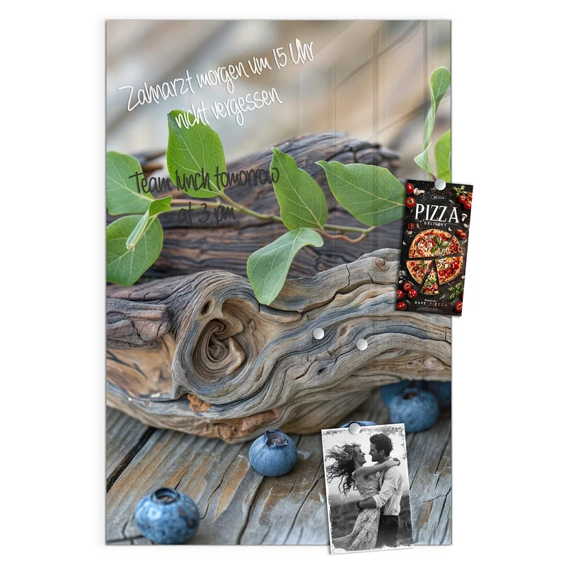 Magnettafel - Treibholz und Blaubeeren