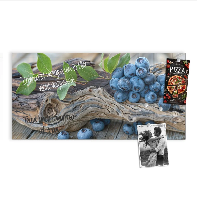 Magnettafel - Treibholz und Blaubeeren