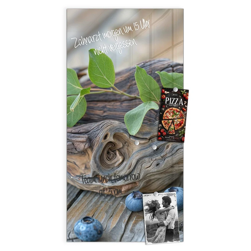 Magnettafel - Treibholz und Blaubeeren