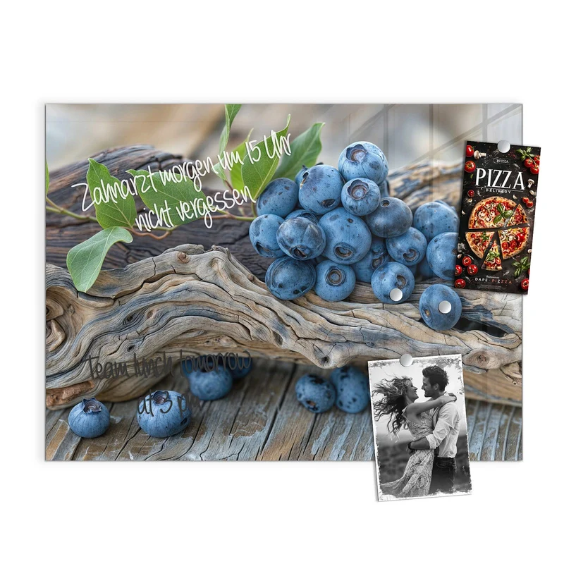 Magnettafel - Treibholz und Blaubeeren