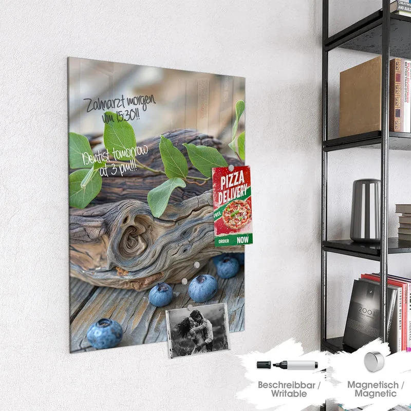 Magnettafel - Treibholz und Blaubeeren
