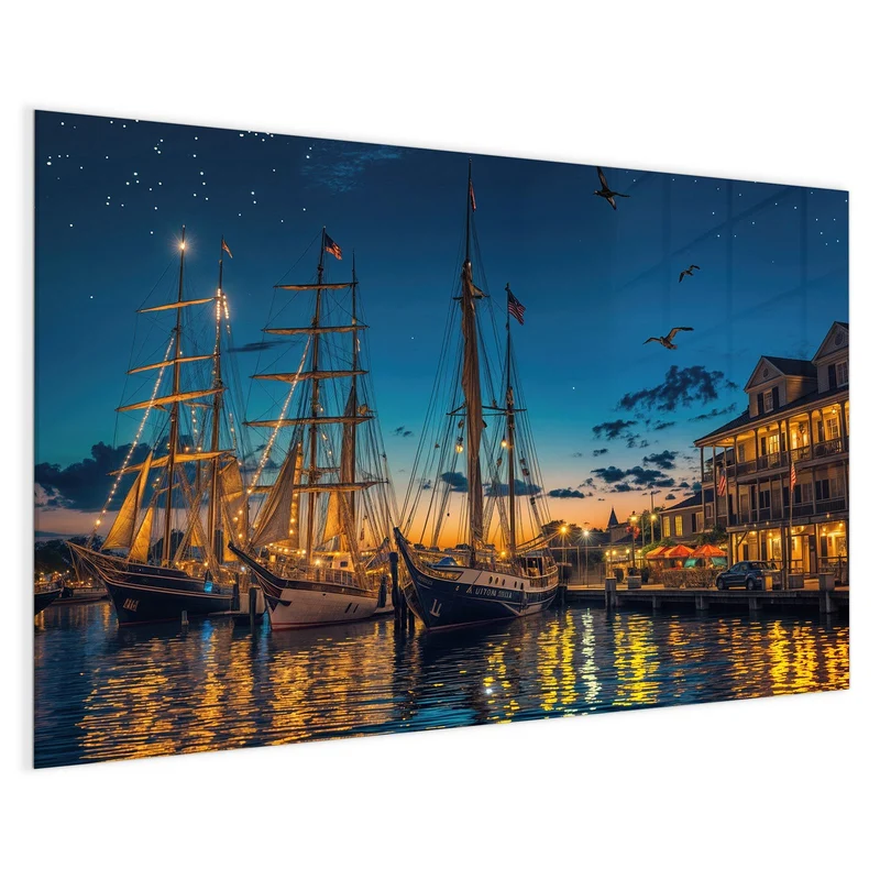 Magnettafel - Segelschiffe bei Nacht