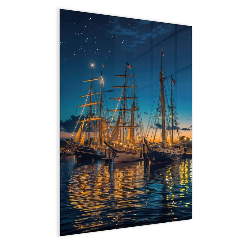 Magnettafel - Segelschiffe bei Nacht