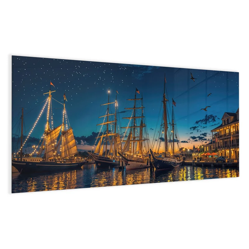 Magnettafel - Segelschiffe bei Nacht