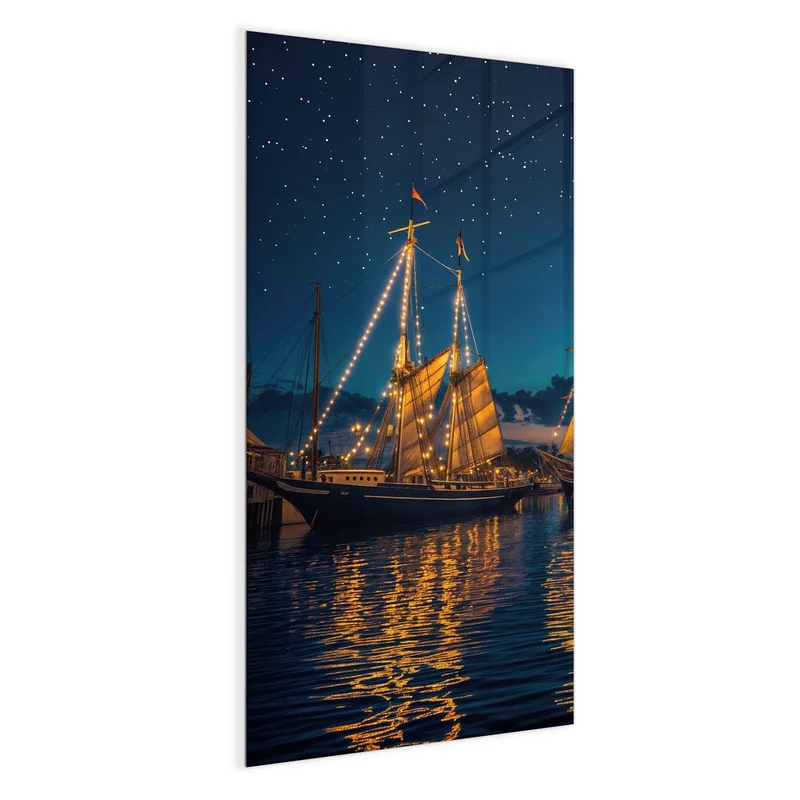 Magnettafel - Segelschiffe bei Nacht