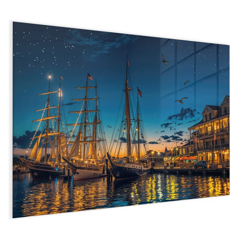 Magnettafel - Segelschiffe bei Nacht