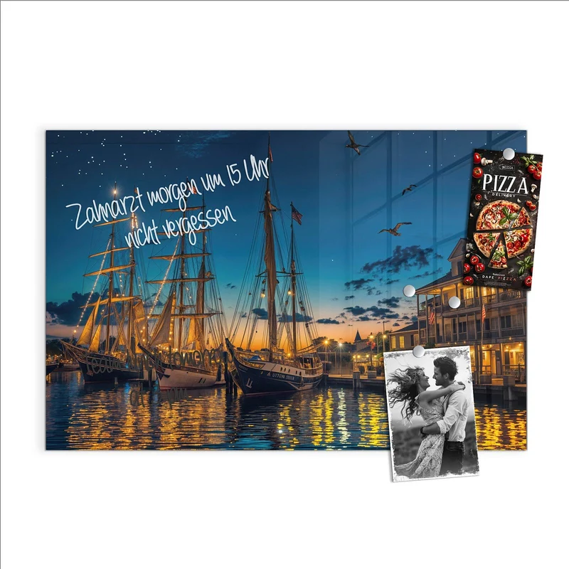 Magnettafel - Segelschiffe bei Nacht