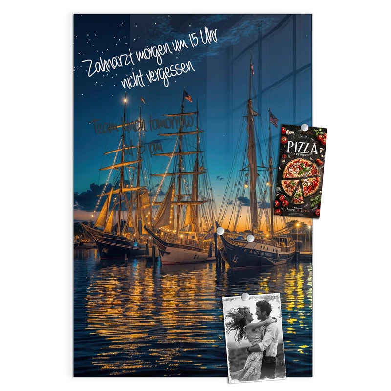 Magnettafel - Segelschiffe bei Nacht