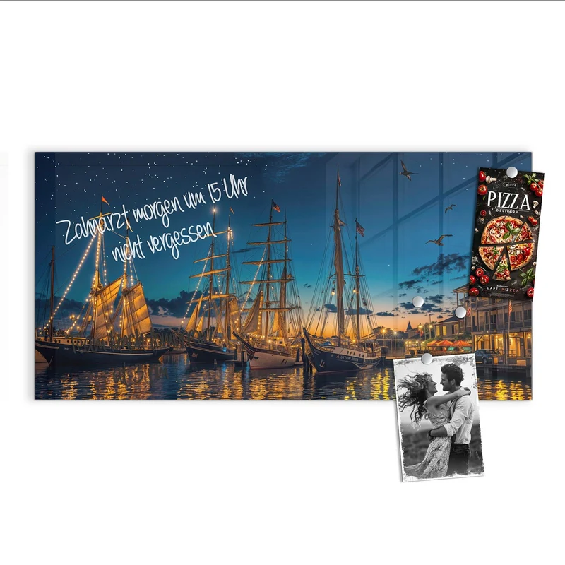 Magnettafel - Segelschiffe bei Nacht