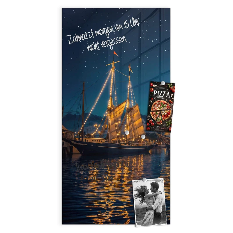 Magnettafel - Segelschiffe bei Nacht