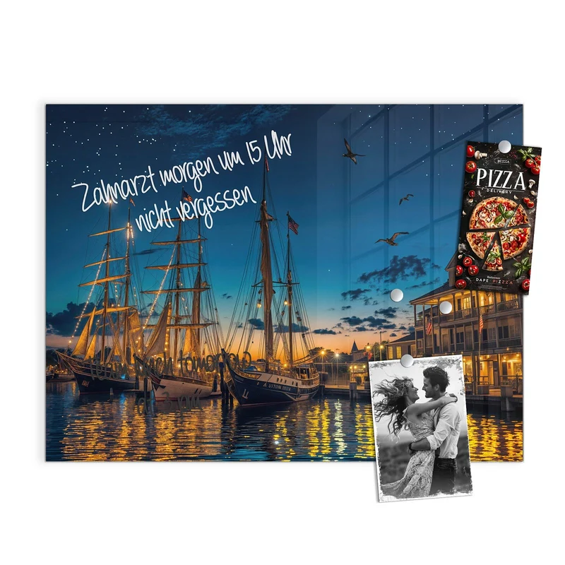 Magnettafel - Segelschiffe bei Nacht