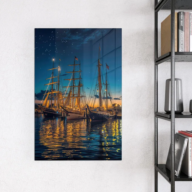 Magnettafel - Segelschiffe bei Nacht