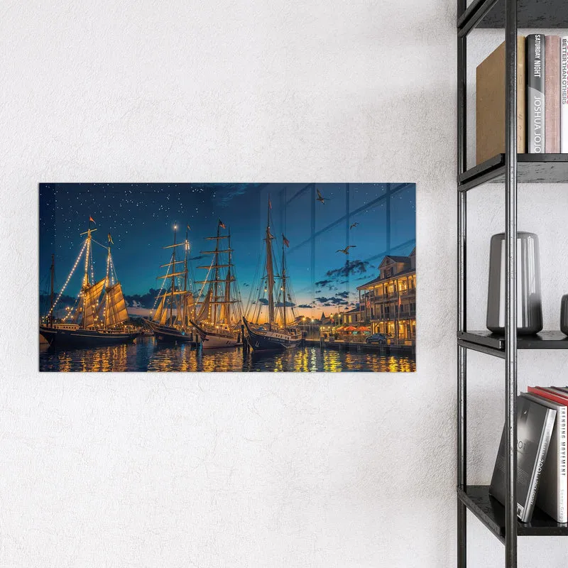 Magnettafel - Segelschiffe bei Nacht