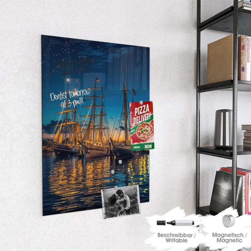 Magnettafel - Segelschiffe bei Nacht