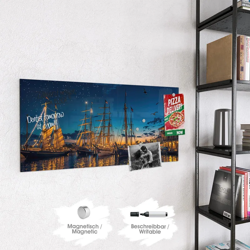 Magnettafel - Segelschiffe bei Nacht