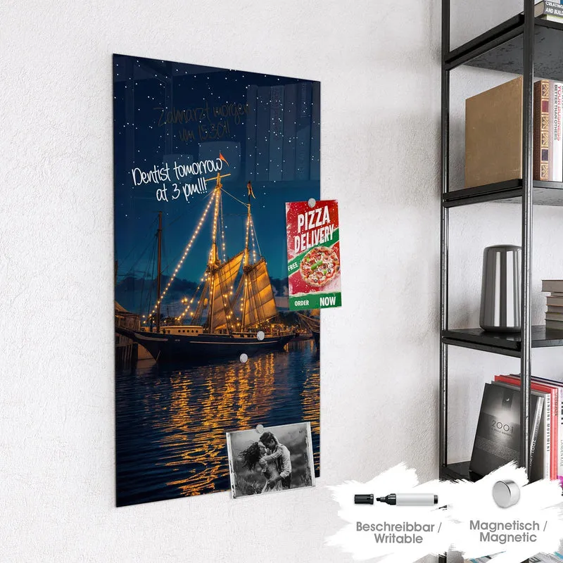 Magnettafel - Segelschiffe bei Nacht
