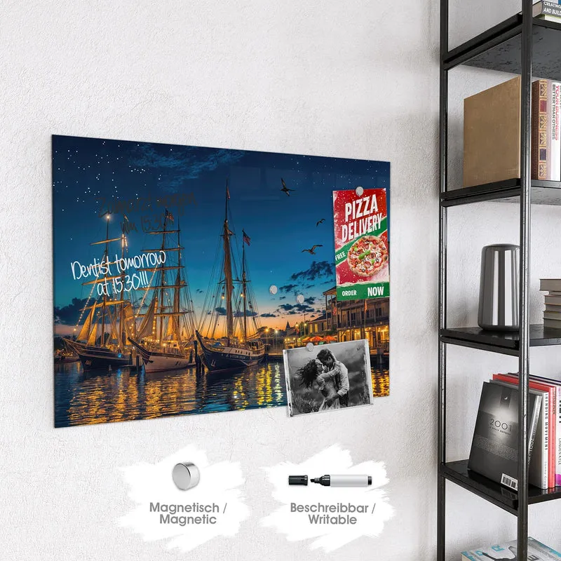 Magnettafel - Segelschiffe bei Nacht