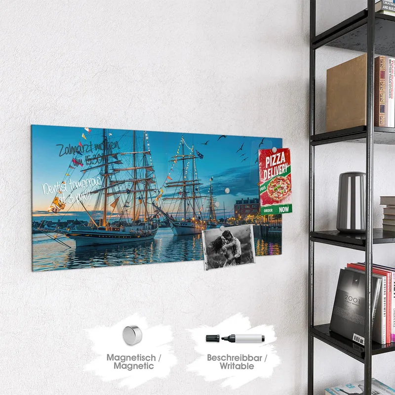 Magnettafel - Schiffe im Hafen