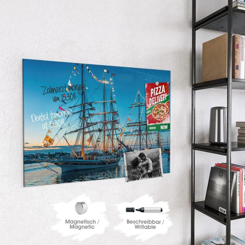 Magnettafel - Schiffe im Hafen