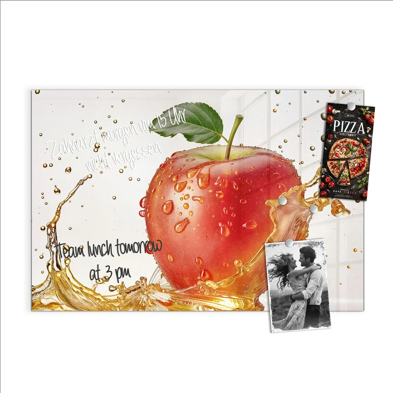 Magnettafel - Apfel mit Goldspritzer