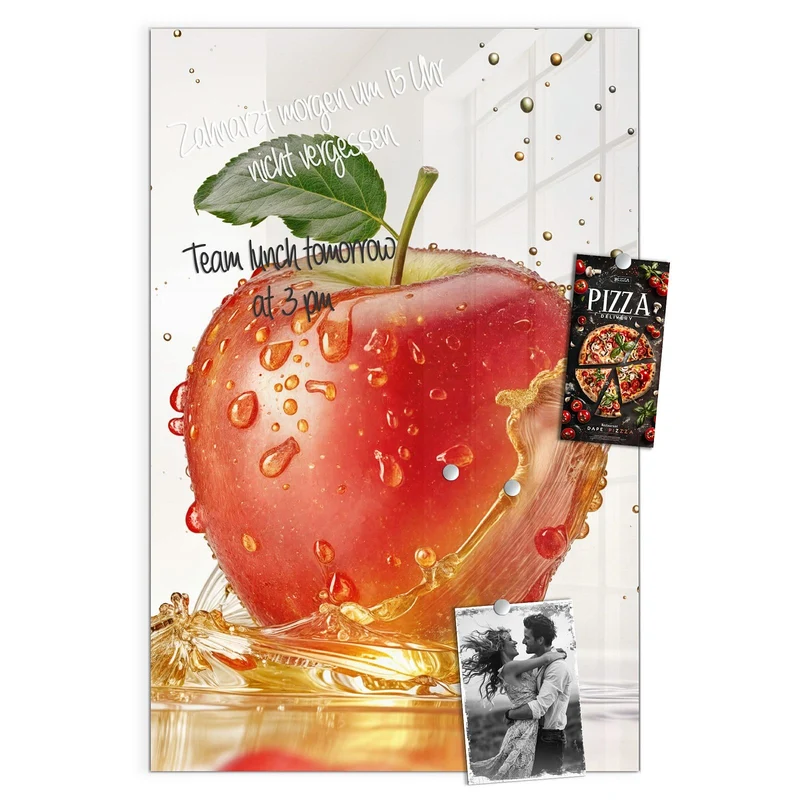 Magnettafel - Apfel mit Goldspritzer