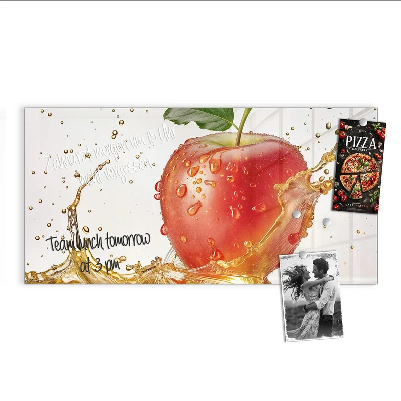 Magnettafel - Apfel mit Goldspritzer