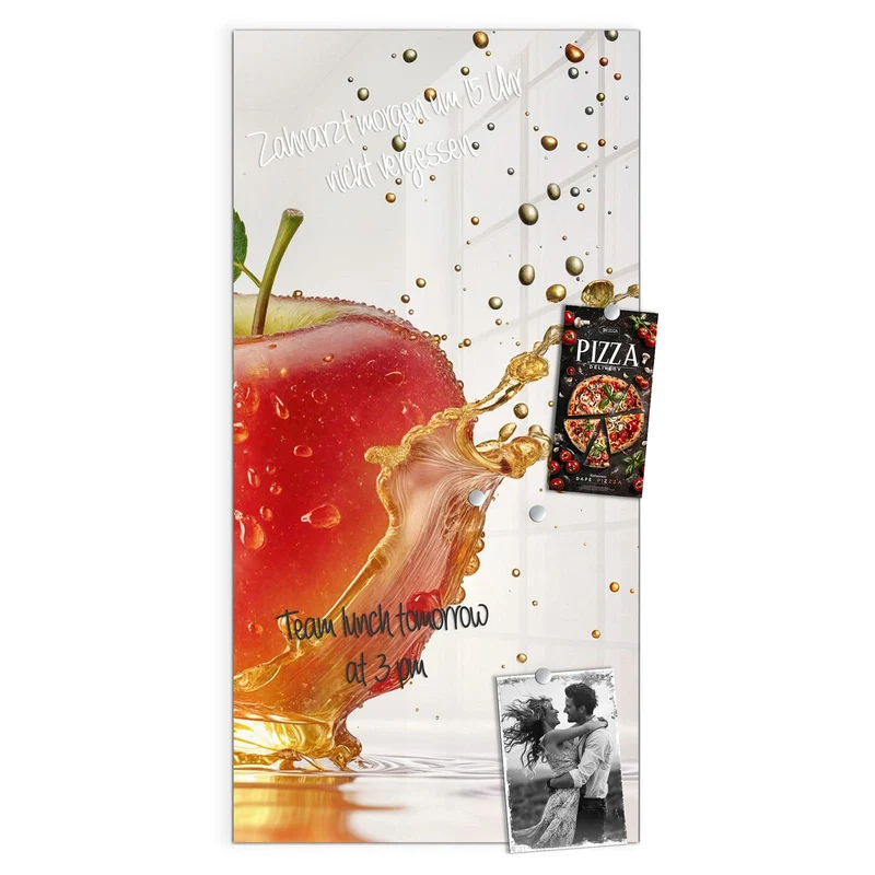 Magnettafel - Apfel mit Goldspritzer