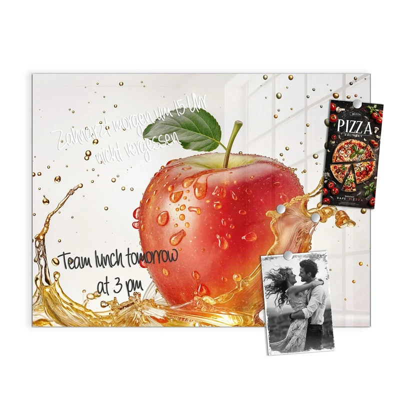 Magnettafel - Apfel mit Goldspritzer