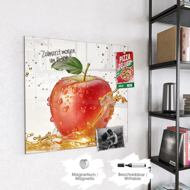Magnettafel - Apfel mit Goldspritzer