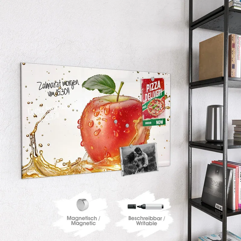Magnettafel - Apfel mit Goldspritzer