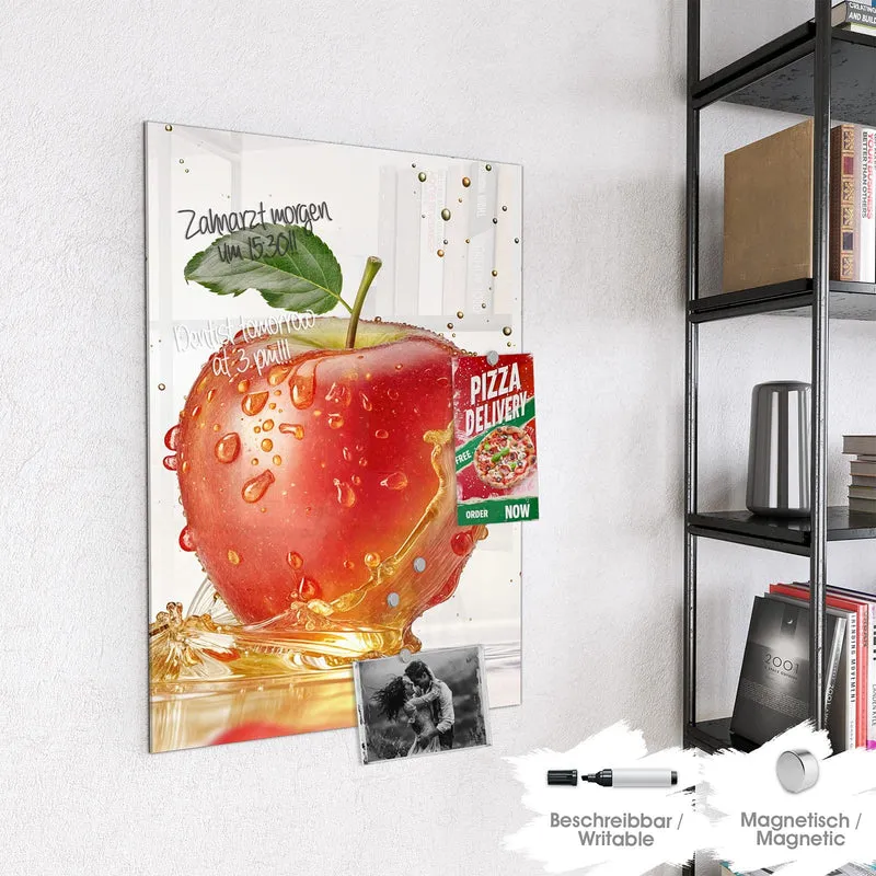 Magnettafel - Apfel mit Goldspritzer