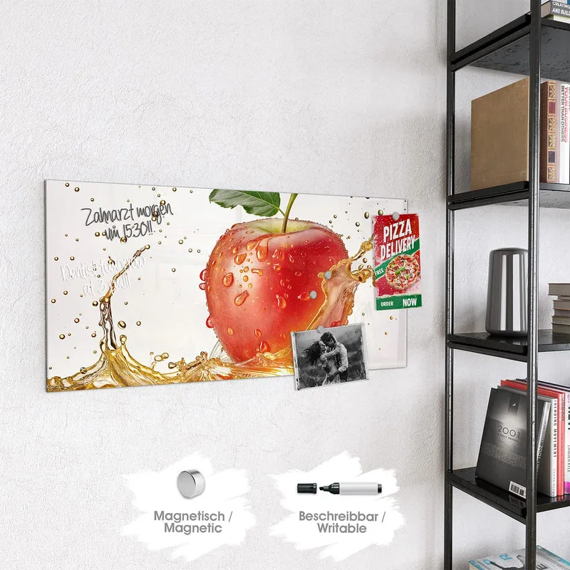 Magnettafel - Apfel mit Goldspritzer