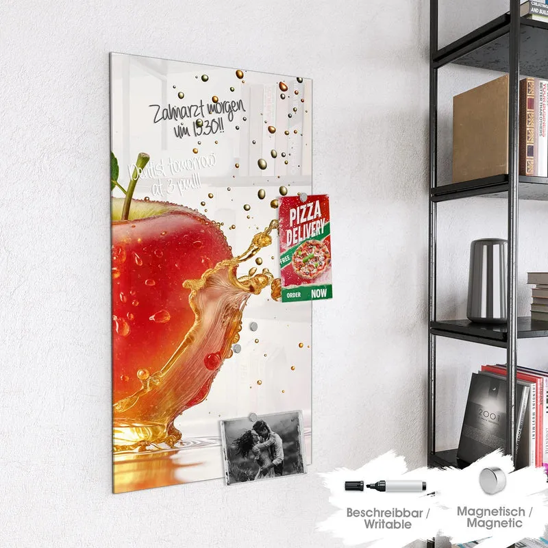Magnettafel - Apfel mit Goldspritzer