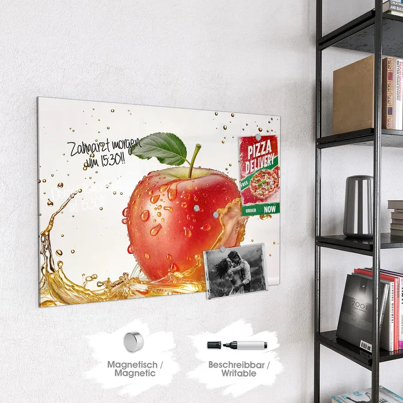 Magnettafel - Apfel mit Goldspritzer