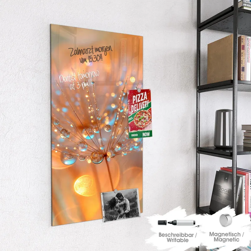 Magnettafel - Pusteblume im Tau