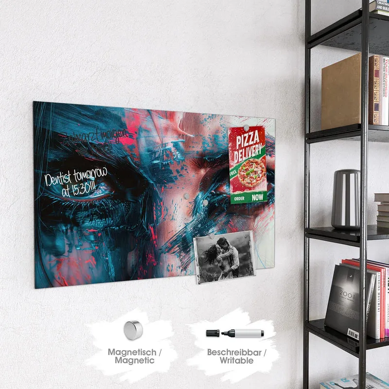 Magnettafel - Auge in Blau und Rot