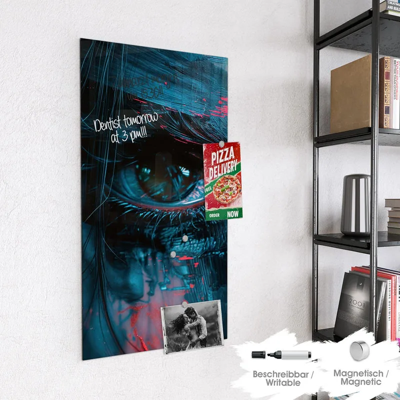 Magnettafel - Auge in Blau und Rot