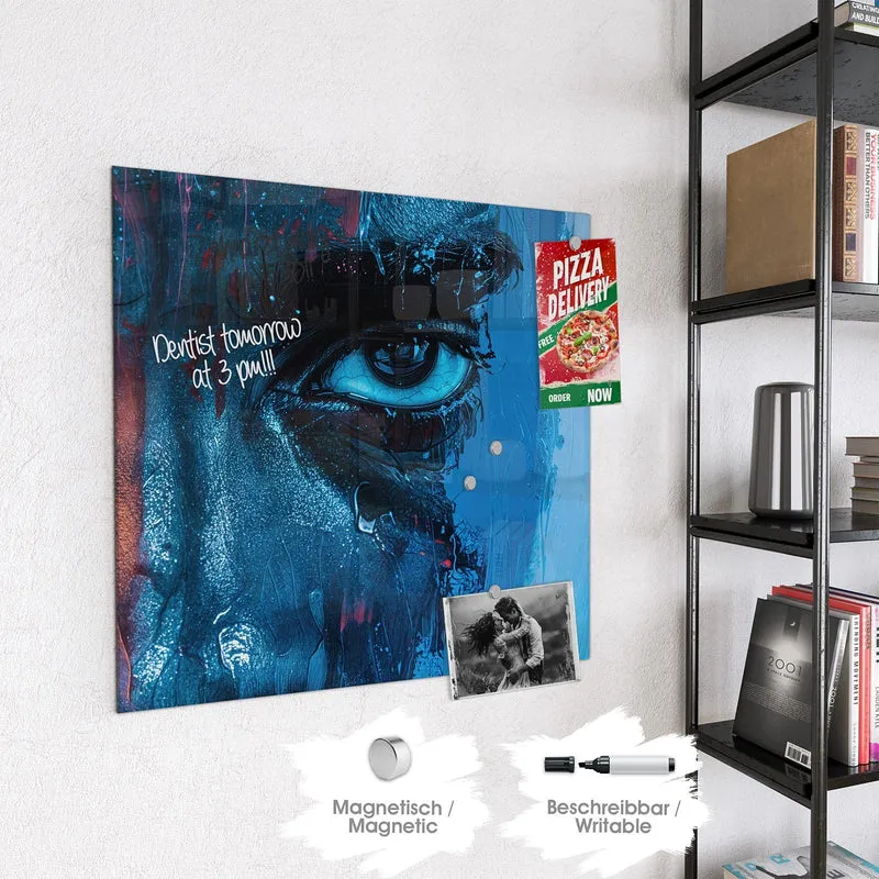 Magnettafel - Gemaltes Auge in Blau