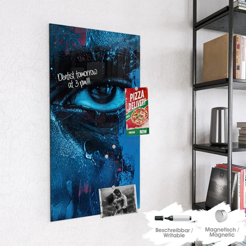 Magnettafel - Gemaltes Auge in Blau
