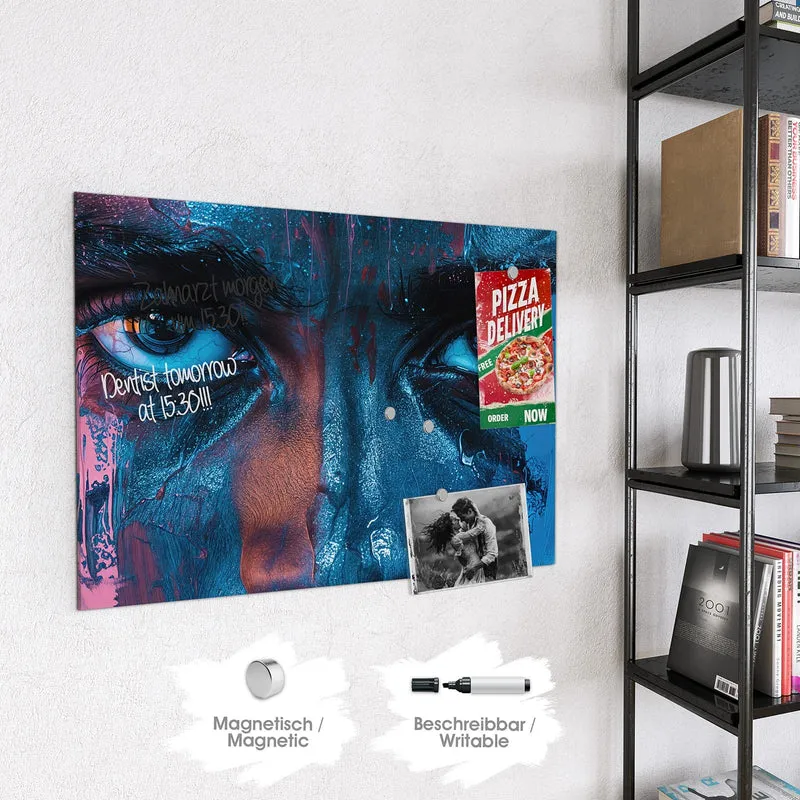 Magnettafel - Gemaltes Auge in Blau