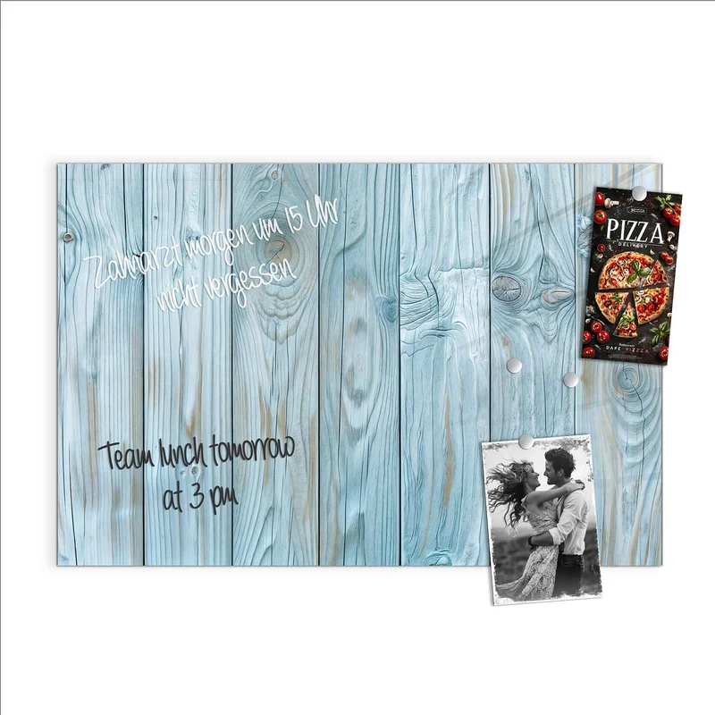 Magnettafel - Hellblaue Holzbretter
