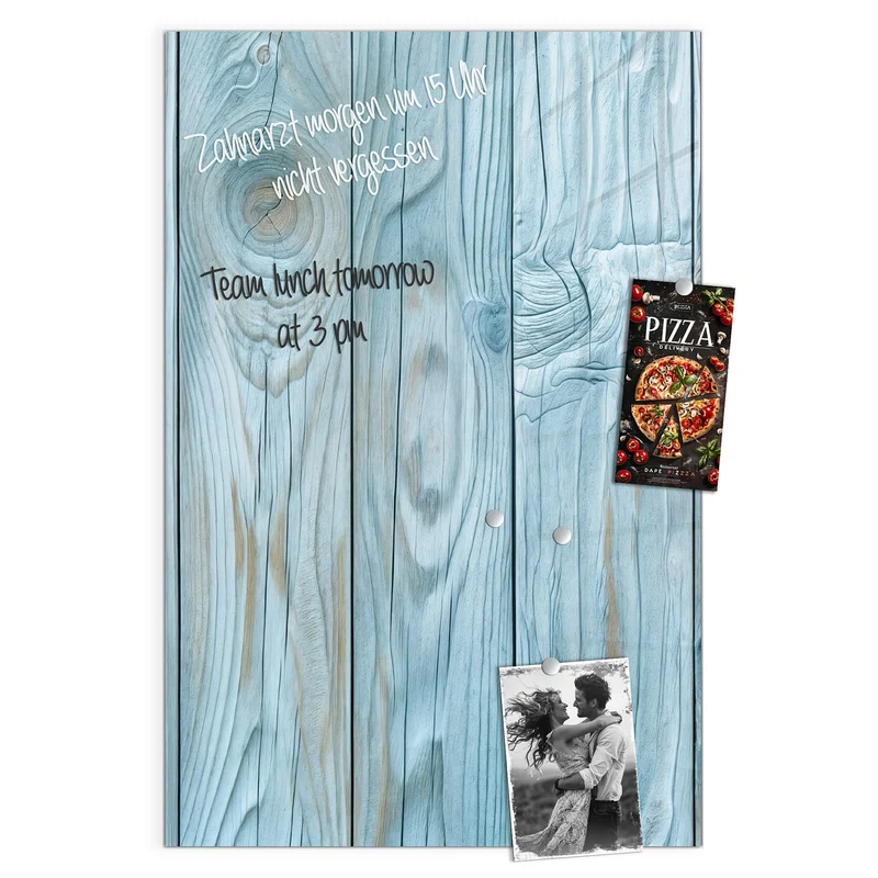 Magnettafel - Hellblaue Holzbretter