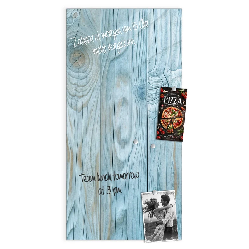 Magnettafel - Hellblaue Holzbretter