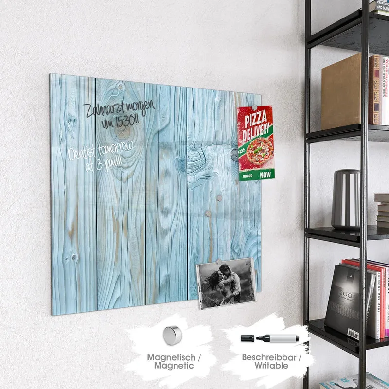 Magnettafel - Hellblaue Holzbretter