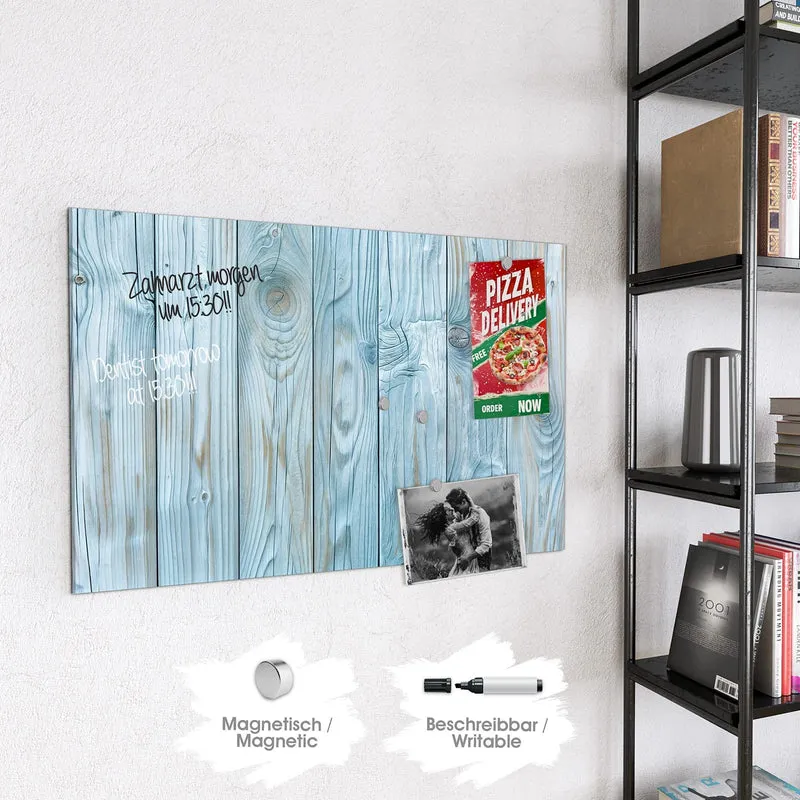 Magnettafel - Hellblaue Holzbretter