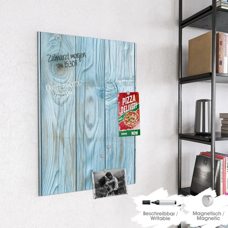 Magnettafel - Hellblaue Holzbretter