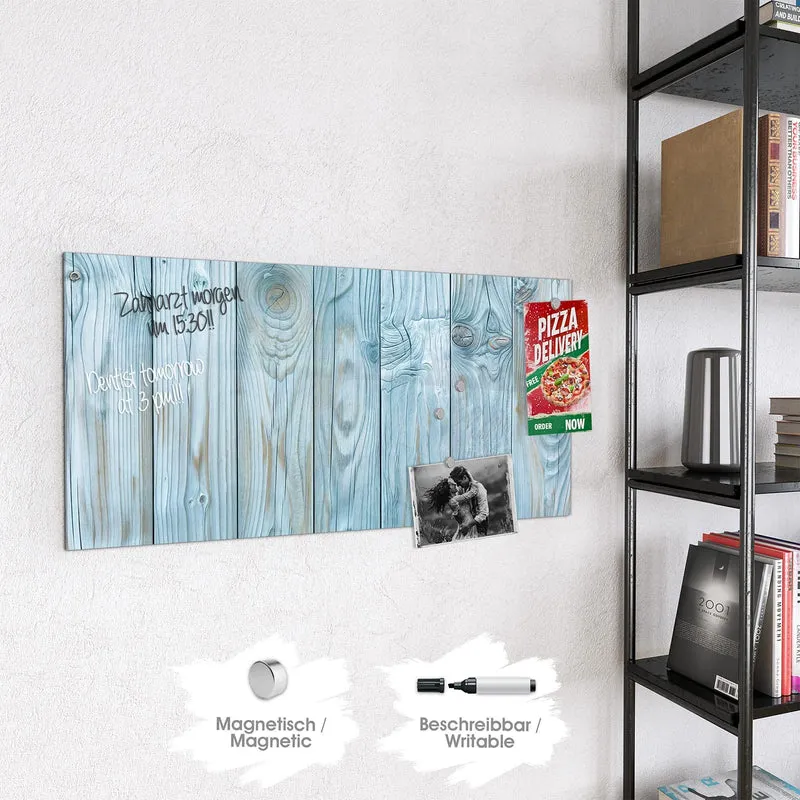 Magnettafel - Hellblaue Holzbretter