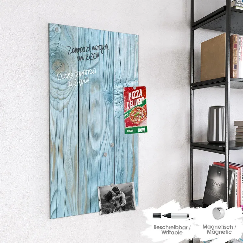 Magnettafel - Hellblaue Holzbretter